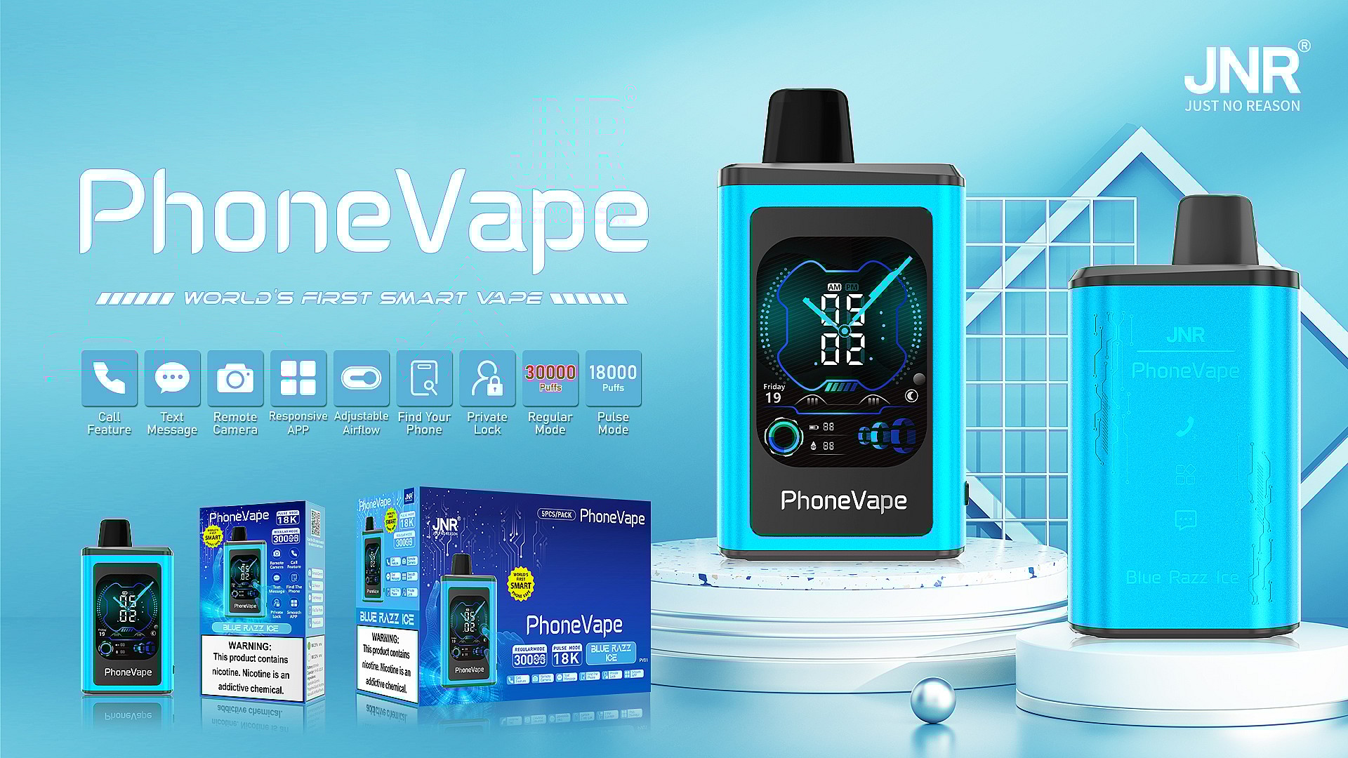 JNR® PhoneVape Disposable Vape-30000 Puffs | Text Message & Private Lock for Security
